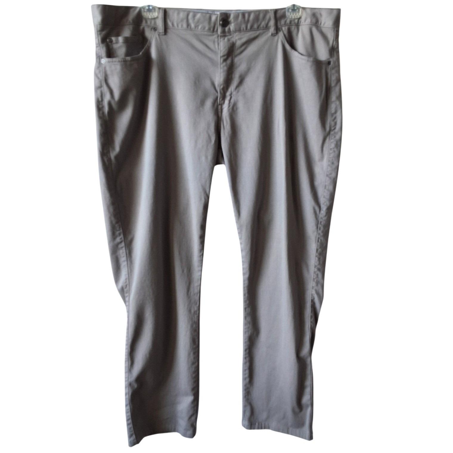 Peter Millar Men 42 Solid Gray Cotton Modal Blend 5 Pocket Chino Golf Casual